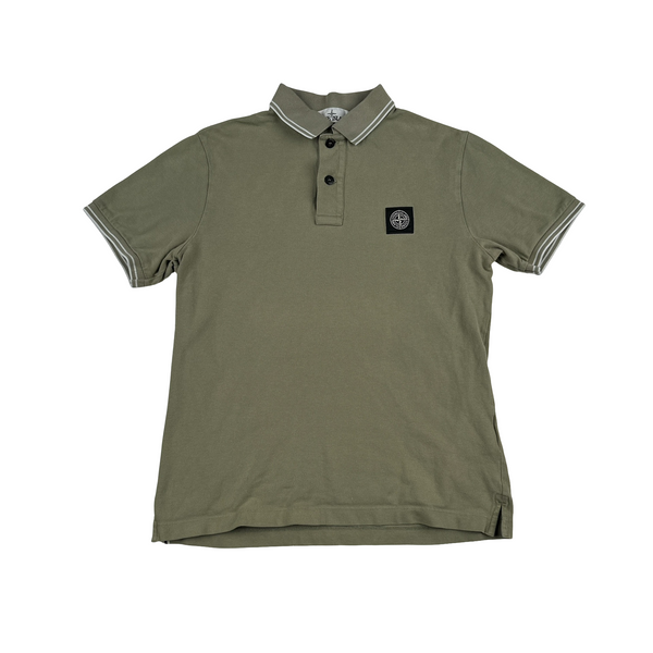 Stone Island Khaki Short Sleeve Polo Shirt - Small