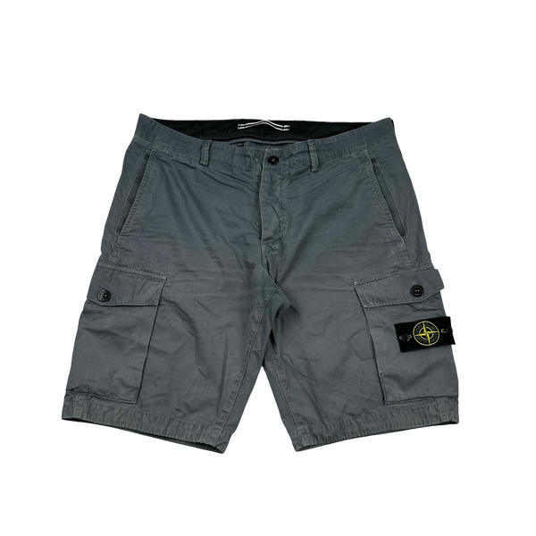 Stone Island SL Grey Cotton Cargo Shorts - 36"