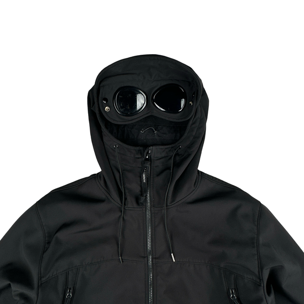 CP Company Black Soft Shell R Goggle Hooded Zipped Jacket - 3XL