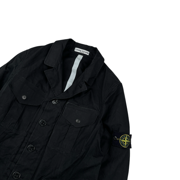 Stone Island 2007 Black Cotton Ventile Buttoned Blazer Jacket - Small