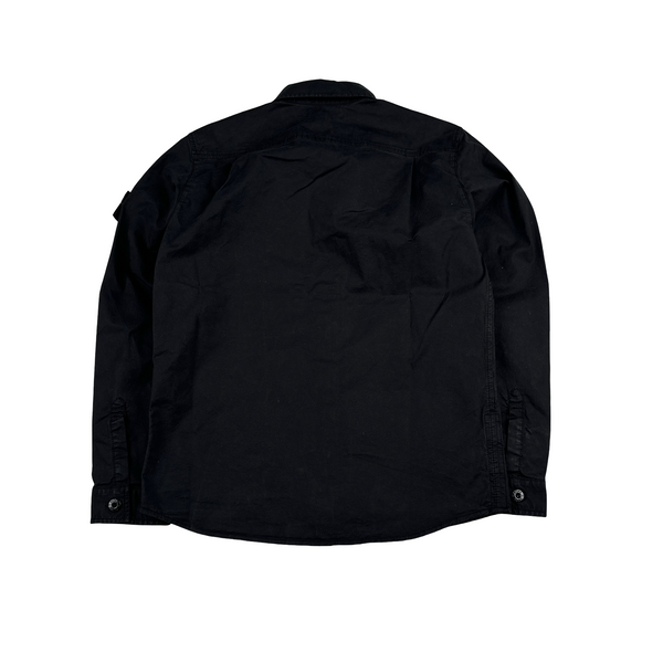 Stone Island 2023 Black Buttoned Cotton Overshirt - Small
