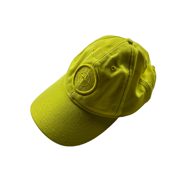 Stone Island Yellow Wool Blend Compass Patch Cap - Large