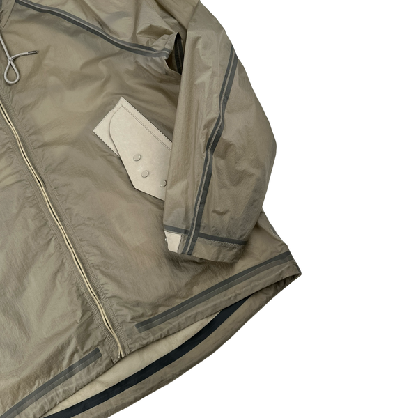Ten C Beige Transparent Lightweight Short Combo Bonded Parka Jacket - XL