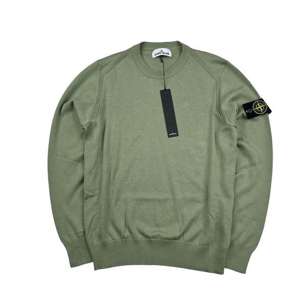 Stone Island 2019 Green Fine Knit Cotton Crewneck Jumper - Small