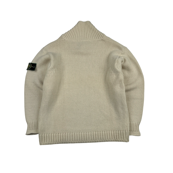 Stone Island Vintage 1994 Beige Wool Blend High Neck Jumper - Medium