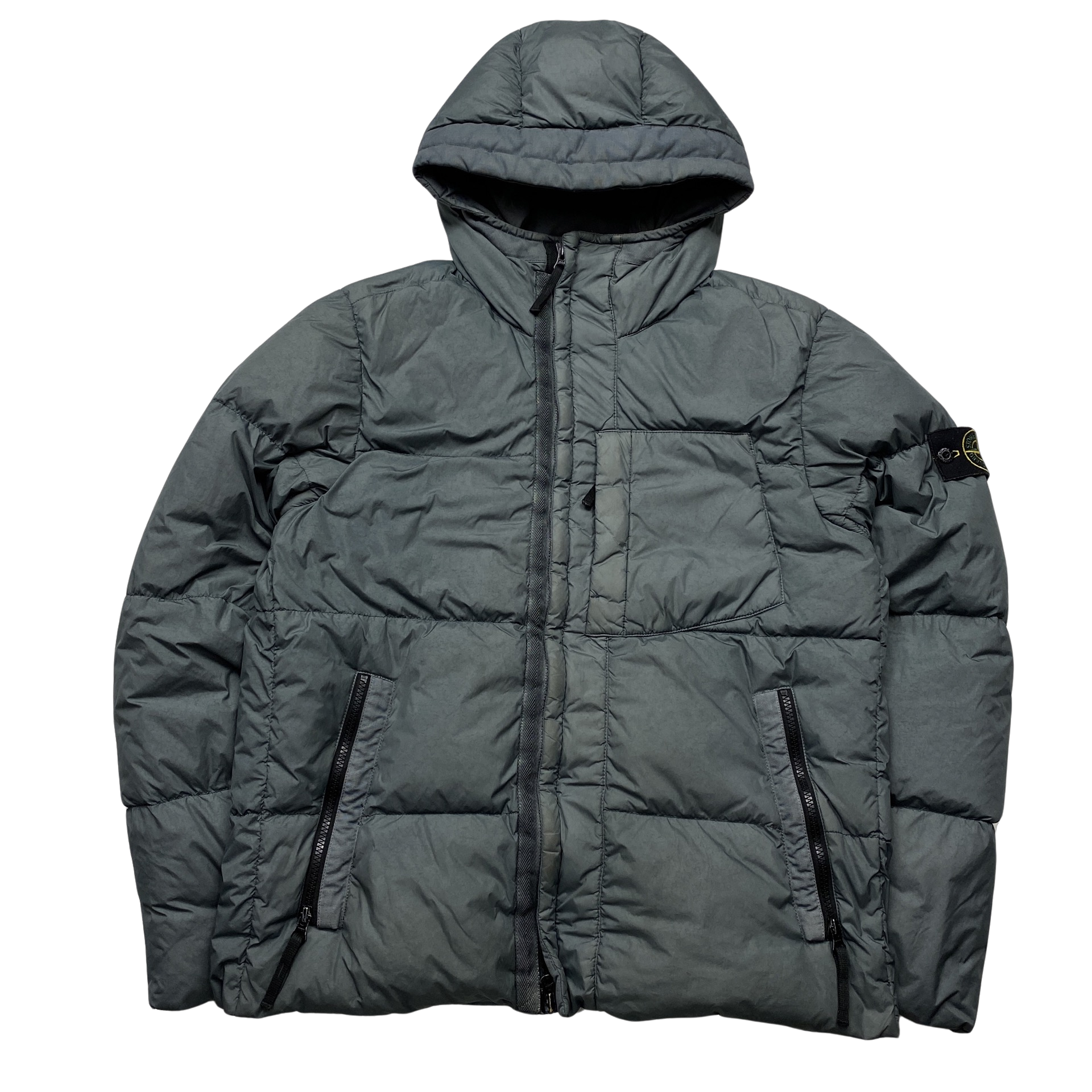 Stone Island Grey Garment Dyed Crinkle Reps Down Puffer