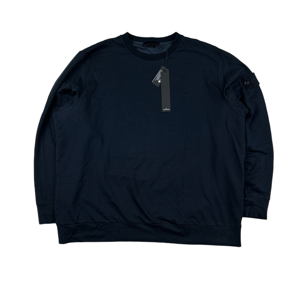 Stone Island 2022 Navy Ghost Piece Stretch Cotton Crewneck Jumper - 3XL