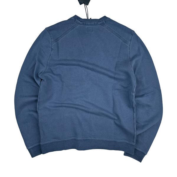 CP Company Blue Cotton Garment Dyed Crewneck Jumper - Large