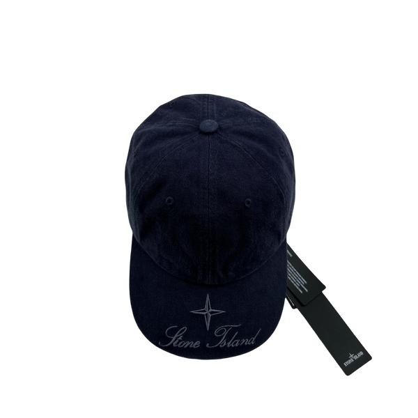 Stone Island X Supreme 2023 Navy Cotton Spellout Cap