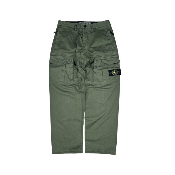 Stone Island 2021 Green LO Baggy Cargo Trousers - 30"