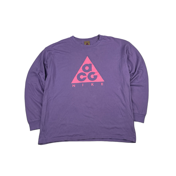 ACG Purple Pink Spellout Longsleeve Cotton T Shirt - Medium