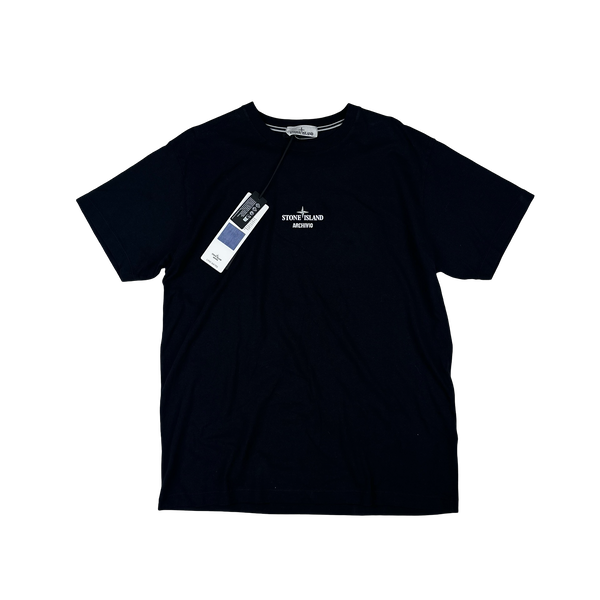 Stone Island 2023 Black Archivio Lino Watro Printed T-Shirt - XXL