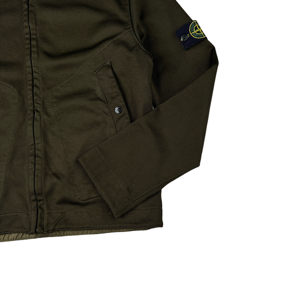 Stone Island Vintage 2004 Khaki Poly Ribbed Zipped Track Top - Large