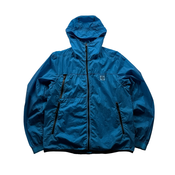 Stone Island Blue Lamy Velour Hooded Rain Jacket Medium