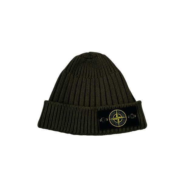 Stone Island 2011 Khaki Ribbed Wool Badge Beanie