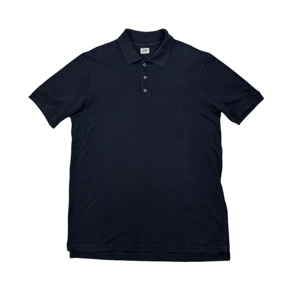 CP Company Navy Cotton Polo Shirt - Large