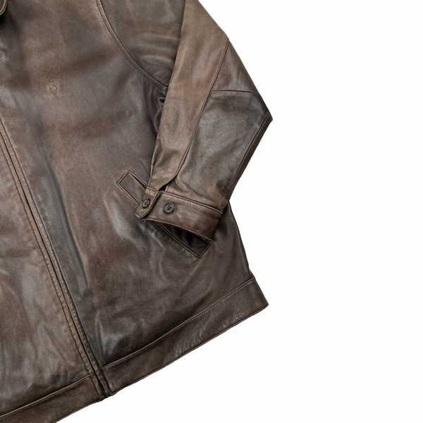 Ralph Lauren Brown Heavyweight Leather Jacket - Large