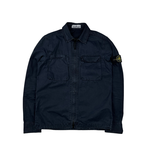 Stone Island 2018 Navy Cotton Zipped Overshirt - Small