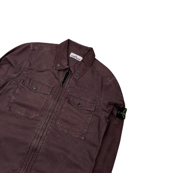 Stone Island 2015 Burgundy Thick Cotton Overshirt - Small