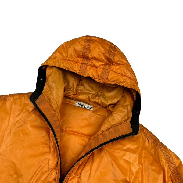 Stone Island 2007 Orange Mesh Badge Down Puffer Jacket - Small