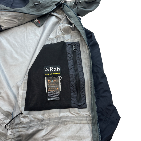 RAB Extreme Black/Grey Event Zipped Waterproof Rain Jacket - Large
