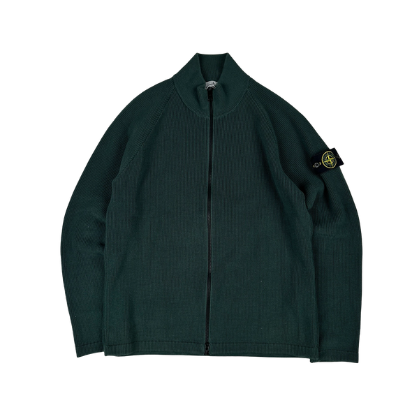 Stone Island 2023 Pine Green Ribbed Zipup Jumper - Large