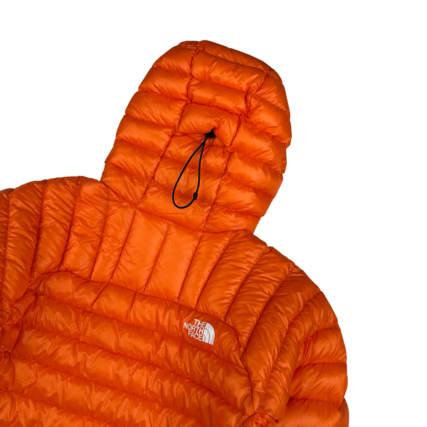North Face Orange Breithorn Summit Series 800 Down Hooded Puffer Jacket - Small