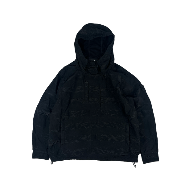 Stone Island 2020 Black Striped Nylon Metal Pullover Jacket - Large