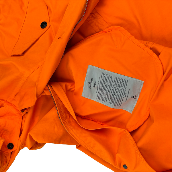 Stone Island 2019 Neon Orange David Fluo Parka Jacket - Large