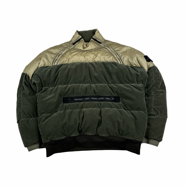Stone Island 2018 Khaki Cotton Velvet Down TC Reverse Lamy Flock Puffer - Large