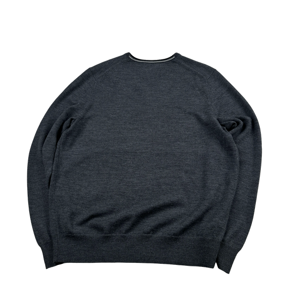 Fred Perry Charcoal Wool V Neck Knit - Large