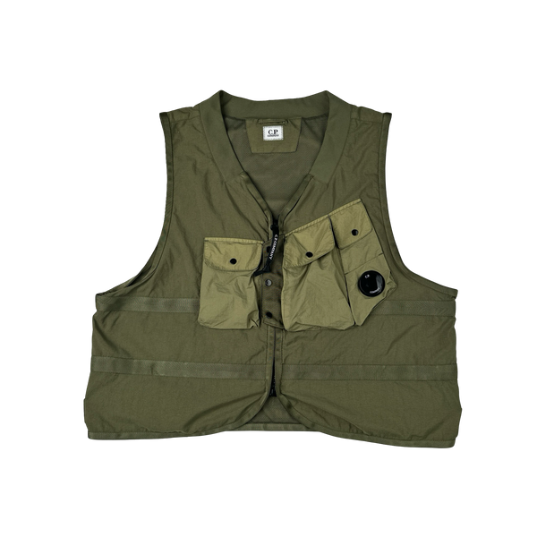 CP Company Khaki Green Taylon P Utility Vest - Large