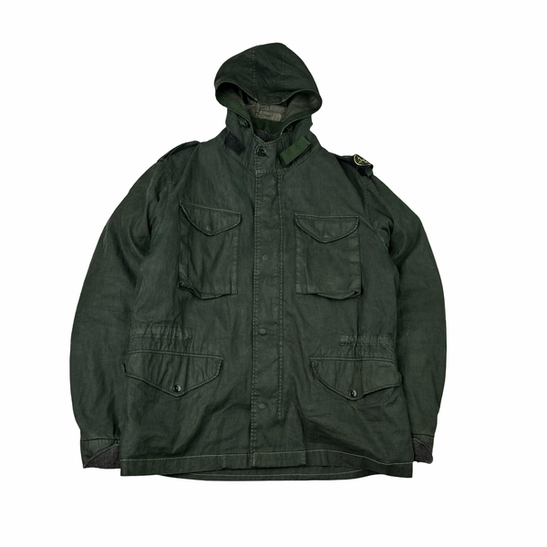 Stone Island 2005 Green Shoulder Badge Lino Flax Dutch Rope Jacket - Large