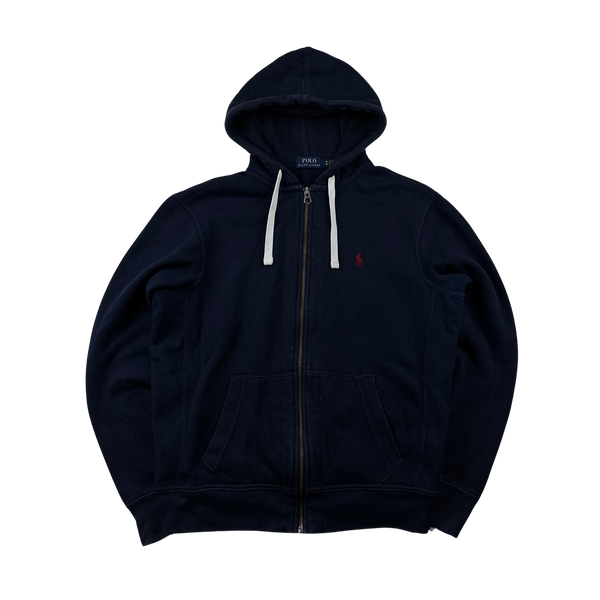 Ralph Lauren Navy Thick Cotton Zipped Hoodie - Medium