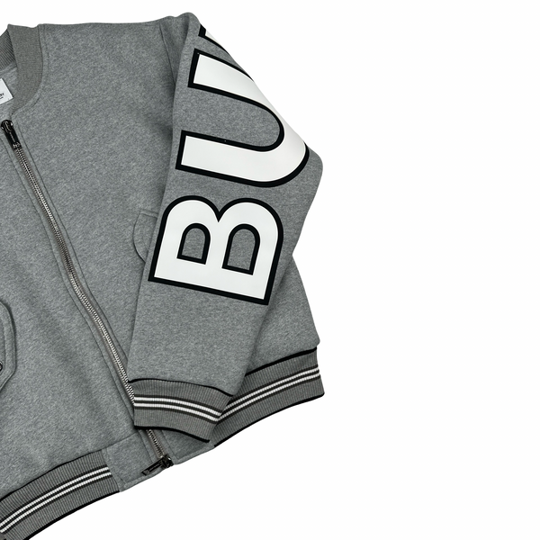 Burberry Thick Heavyweight Grey Spellout Zipped Jumper - Medium