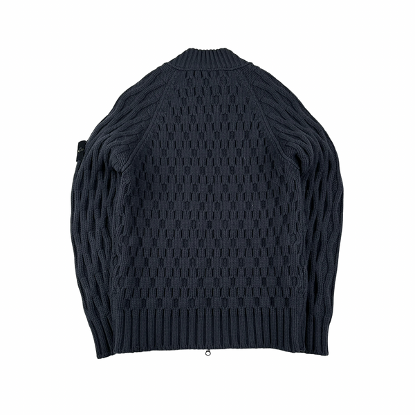 Stone Island 2013 Navy Thick Heavyweight Knit Zipped Jumper - Large