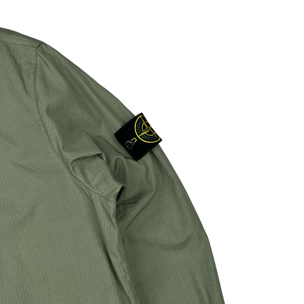Stone Island 2019 Green Cotton Rip Stop Zipped Overshirt - Large