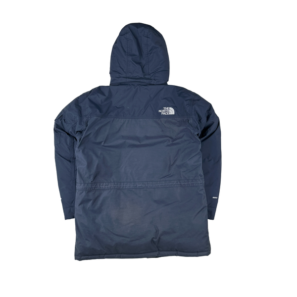 North Face Navy Hyvent McMurdo Down Filled Long Parka Jacket - Large