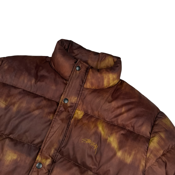Stussy Tortoise Shell Tie Dye Puffer Jacket - Large