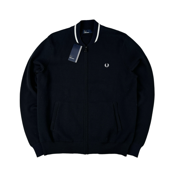 Fred Perry Black Zipped Knit Bomber - Large