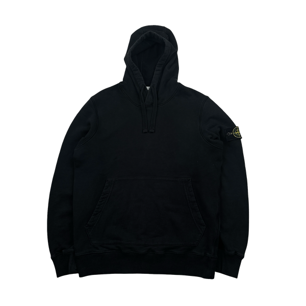 Stone Island 2020 Black Cotton Pullover Hoodie - Medium
