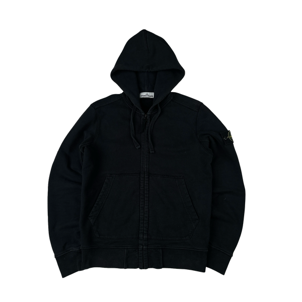 Stone Island 2018 Black Zipped Cotton Hoodie - Small
