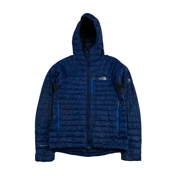North Face Summit Series Blue Down Filled Lightweight Hooded Jacket - Small