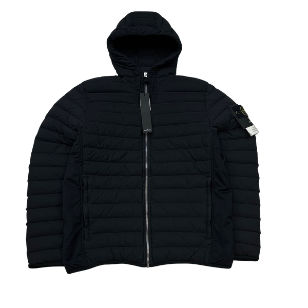 Stone Island 2020 Black Loom Down Woven Puffer Jacket - Large
