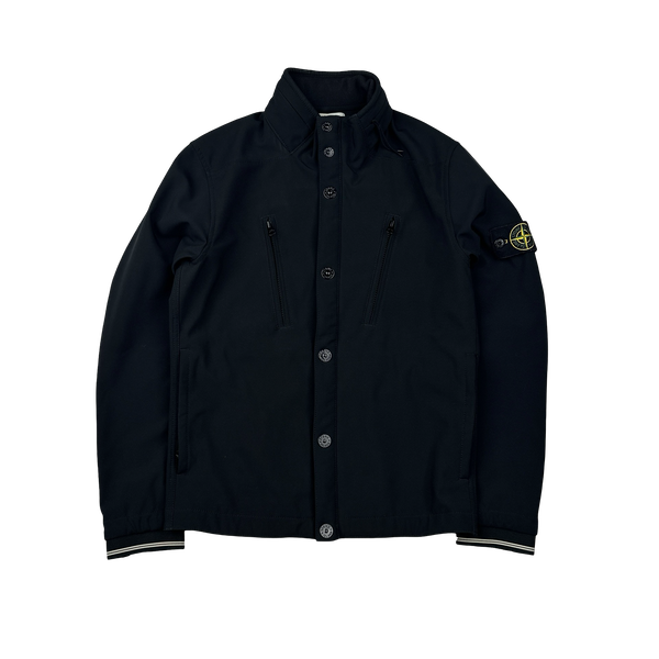 Stone Island Black Soft Shell Fleece Lined Jacket - Small