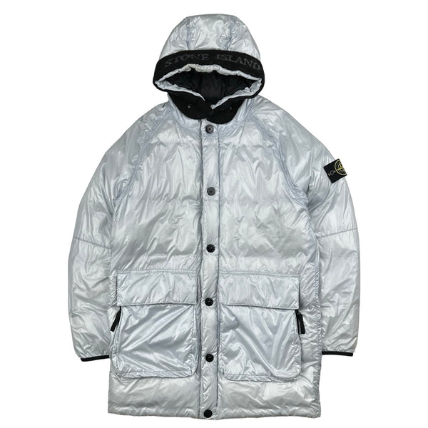 Stone Island 2018 White Pertex Quantum Y Down Long Puffer - Small