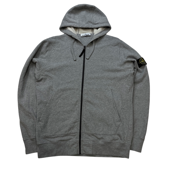 Stone Island 2020 Light Grey Zipped Cotton Hoodie - XL