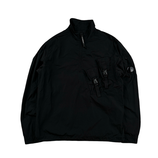 CP Company Black Quarter Zipped Chrome Cargo Pullover - Small