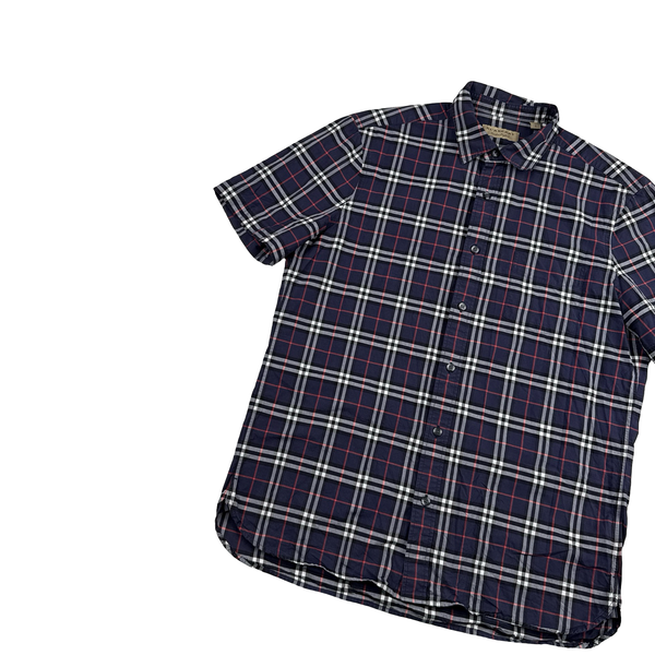 Burberry Navy Nova Check Button Up Shirt - Large