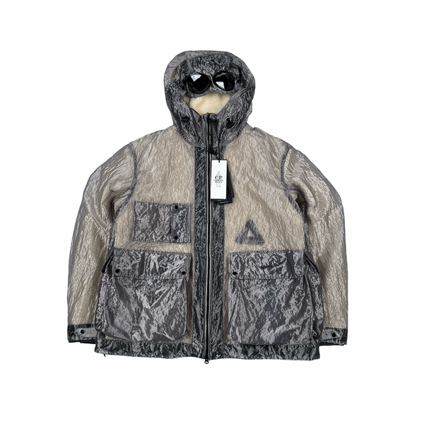 CP Company X Palace Silver Kan D Shearling Lined Spellout Embroidered Pocketed Jacket - Small
